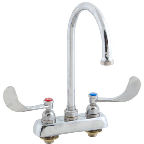 T&S Brass Faucet, 4"Dk , Gsnk, Wrstbld Handle B-1141-04